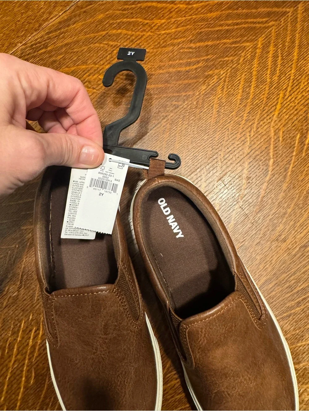 Old Navy Brown Slip-On Kids Dress Shoes with White Trim